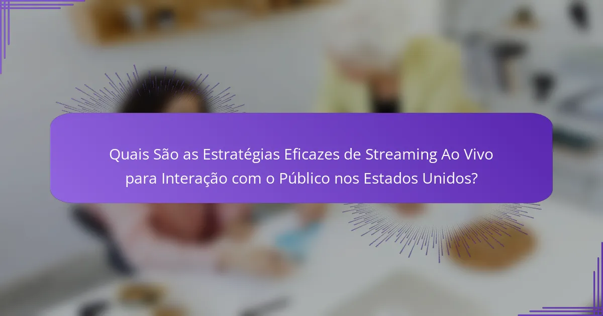 Quais São as Estratégias Eficazes de Streaming Ao Vivo para Interação com o Público nos Estados Unidos?