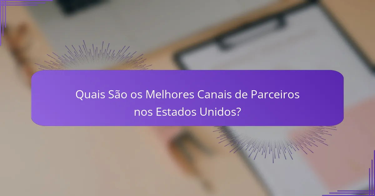 Quais São os Melhores Canais de Parceiros nos Estados Unidos?
